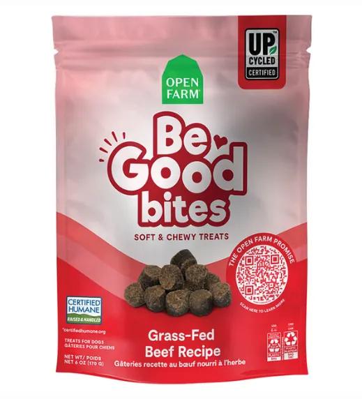 Open Farm Be Good Bites Grass Fed Beef Recipe Soft and Chewy Dog Treats